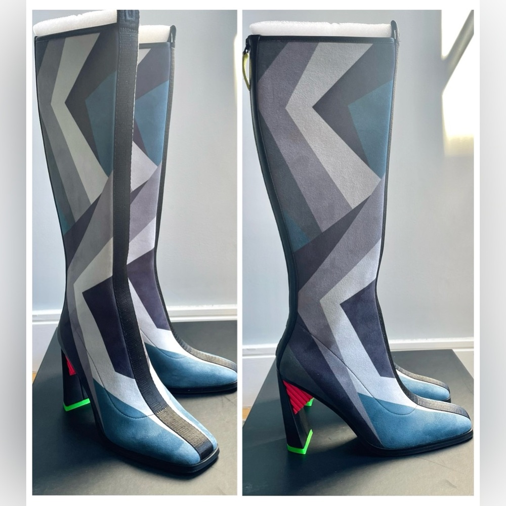 Brand new UNITED NUDE Sonar Boot Hi High Palermo Geometric Print Color Blocked - Picture 3 of 11